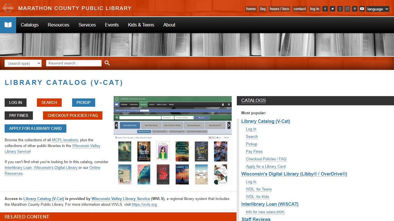 Library Catalog (V-Cat) | Marathon County Public Library (MCPL)